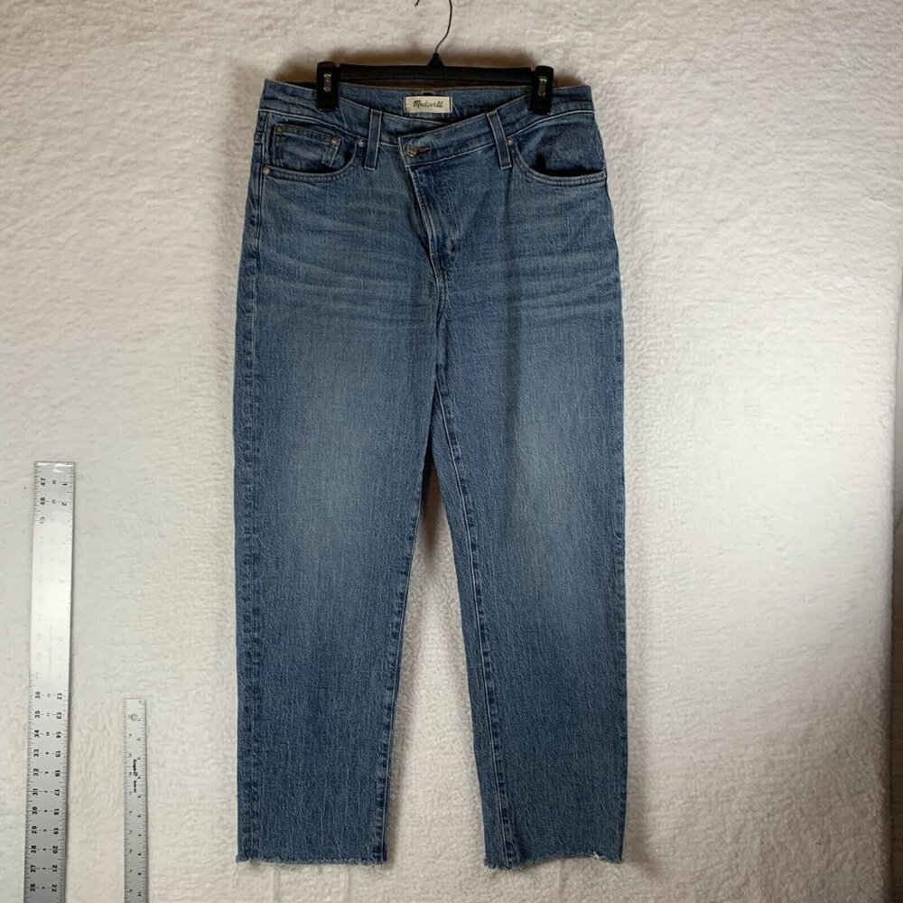 Madewell The Mid-Rise Perfect Vintage Jeans Womens 29 Cross Tab Frayed Hem 9765